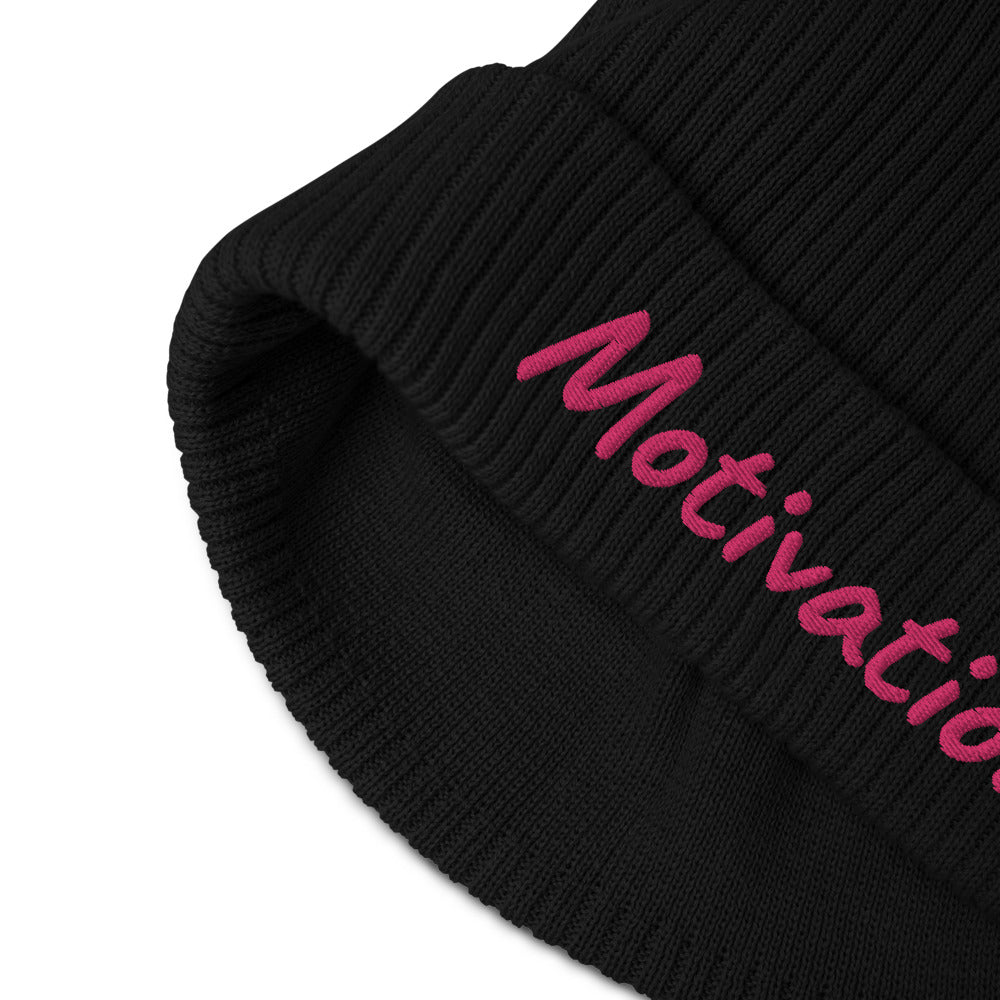 Motivation In Star Rose Quartz Embroidery on Organic Beanie