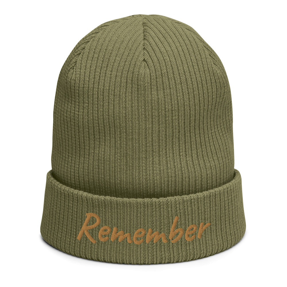 Remember In Celluloid Embroidery on Organic Beanie