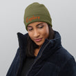 Explore In Amber Embroidery on Organic Beanie