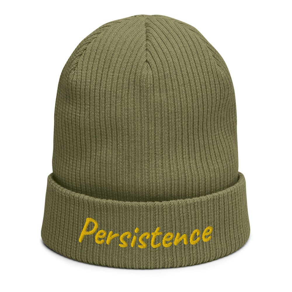 Persistence In Gold Embroidery on Organic Beanie