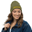 Optimist In Gold Embroidery on Organic Beanie