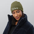 Future In Pearl Embroidery on Organic Beanie