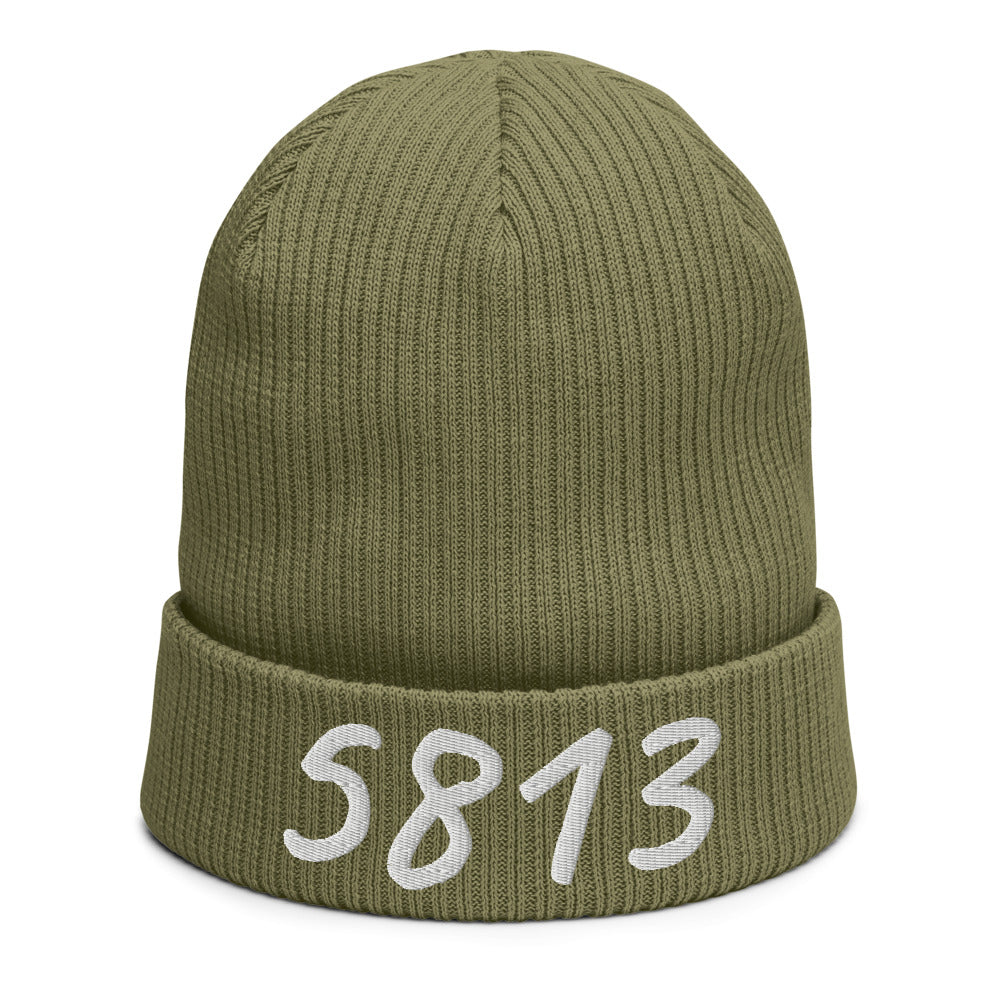 5813 In Pearl Embroidery on Organic Beanie