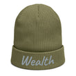 Wealth In Silver Embroidery on Organic Beanie