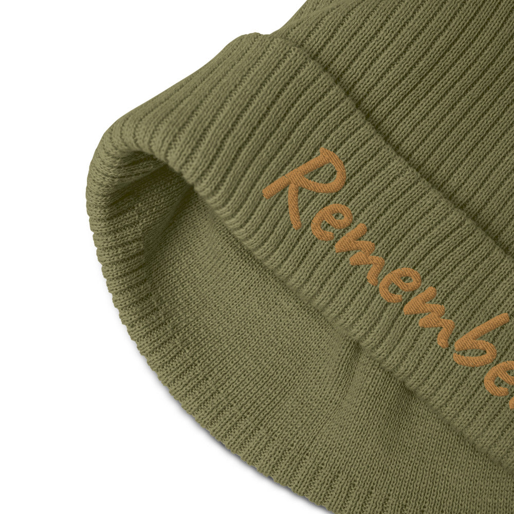 Remember In Celluloid Embroidery on Organic Beanie