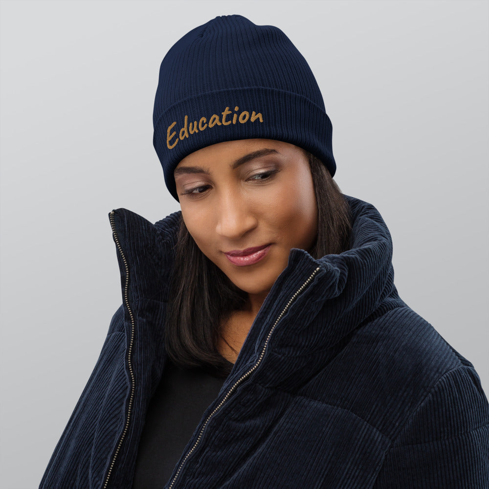 Education In Copper Embroidery on Organic Beanie