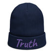 Truth In Amethyst Embroidery on Organic Beanie