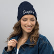 Inspire In Diamond Embroidery on Organic Beanie