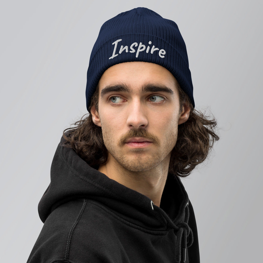 Inspire In Diamond Embroidery on Organic Beanie