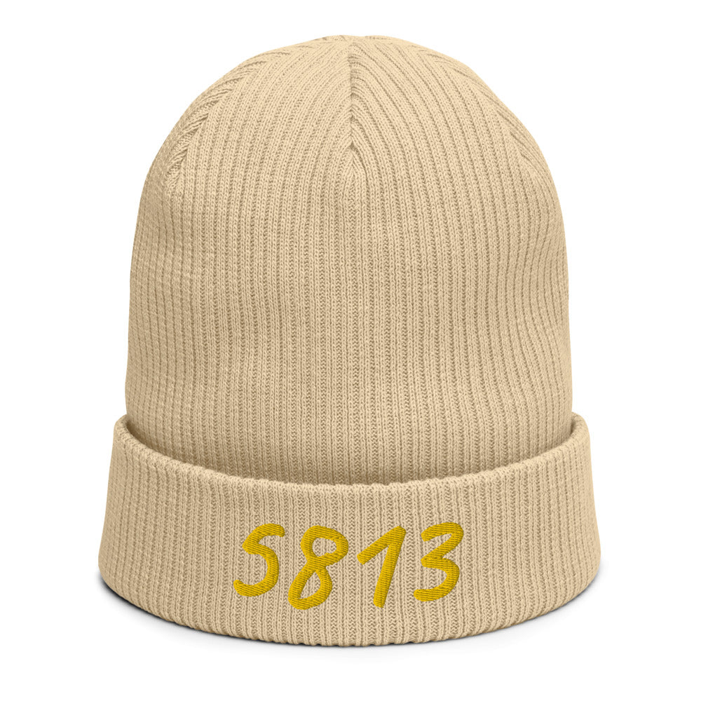 5813 In Gold Embroidery on Organic Beanie