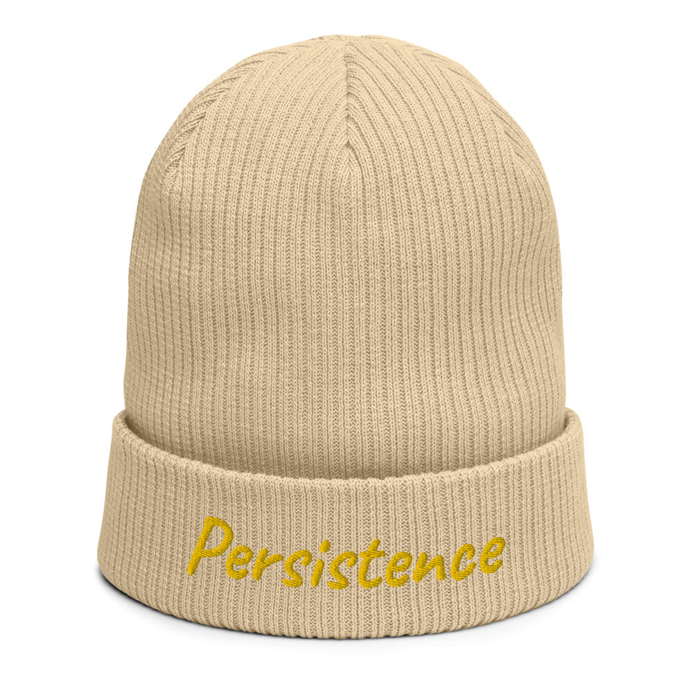 Persistence In Gold Embroidery on Organic Beanie