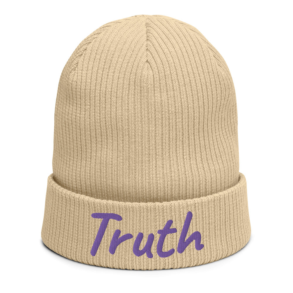 Truth In Amethyst Embroidery on Organic Beanie