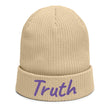 Truth In Amethyst Embroidery on Organic Beanie