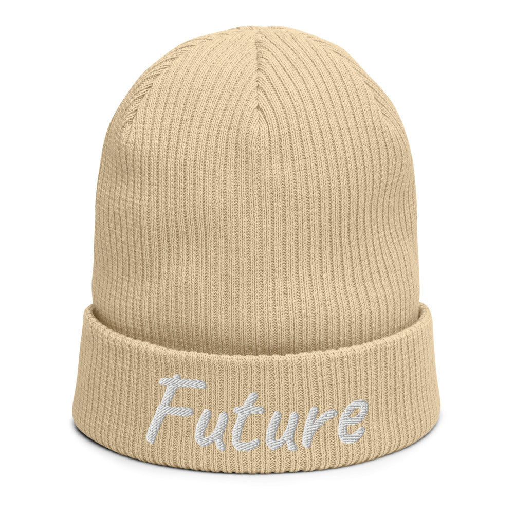 Future In Pearl Embroidery on Organic Beanie