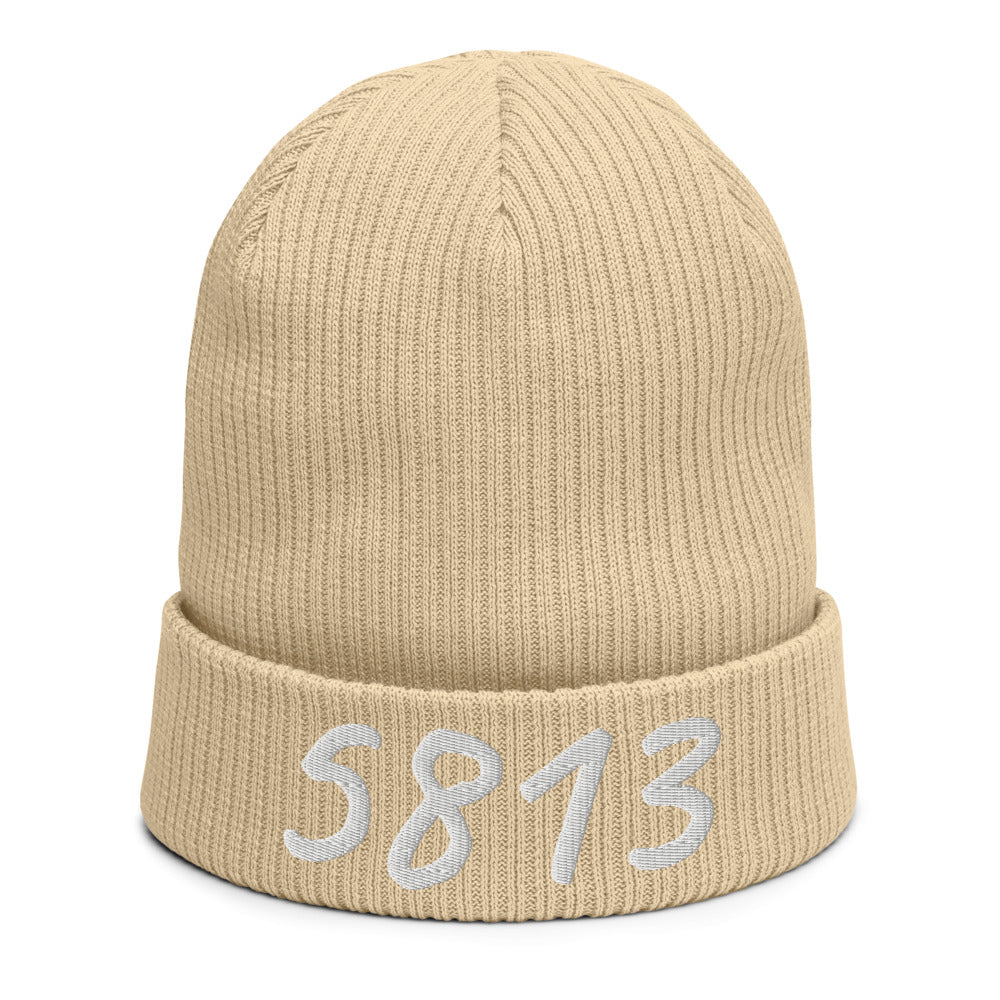 5813 In Pearl Embroidery on Organic Beanie