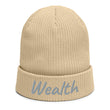 Wealth In Silver Embroidery on Organic Beanie