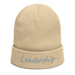 Leadership In Silver Embroidery on Organic Beanie