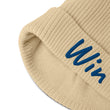 Win In Sapphire Embroidery on Organic Beanie