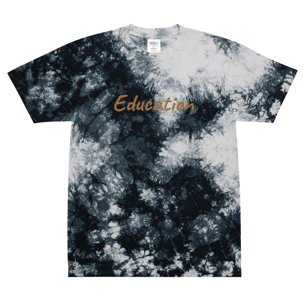 Education In Copper Embroidery on Unisex Tie-Dye T-Shirt