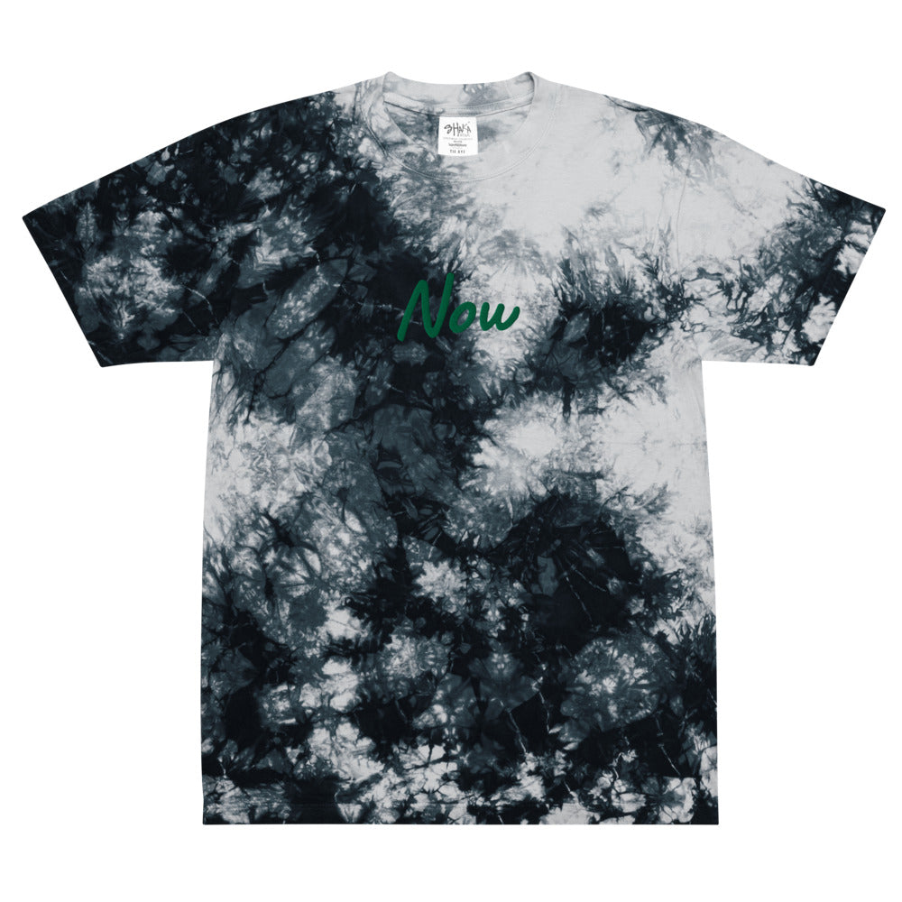 Now In Emerald Embroidery on Unisex Tie-Dye T-Shirt