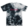 Gratitude In Star Rose Quartz Embroidery on Unisex Tie-Dye T-Shirt