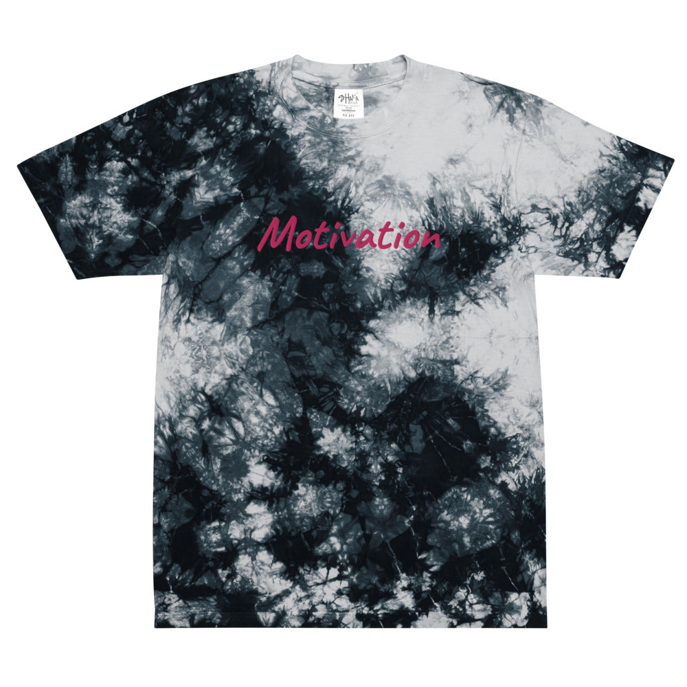 Motivation In Star Rose Quartz Embroidery on Unisex Tie-Dye T-Shirt