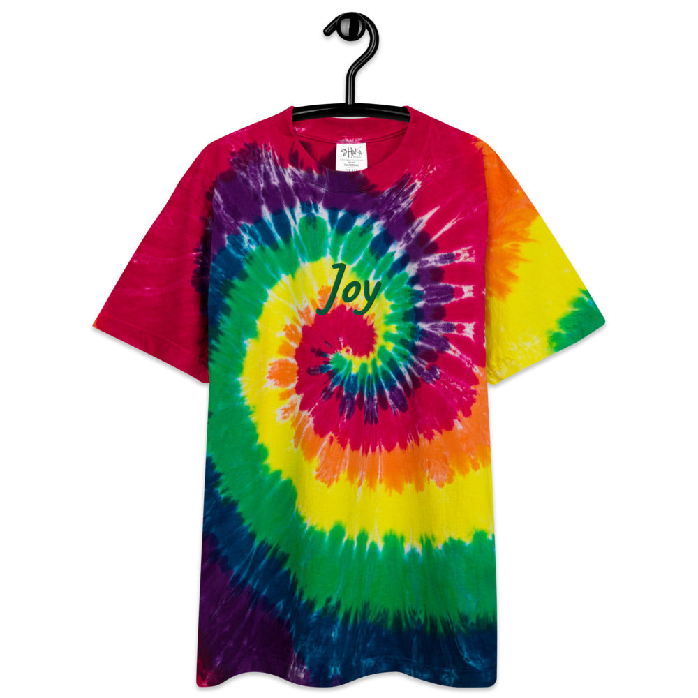 Joy In Emerald Embroidery on Unisex Tie-Dye T-Shirt