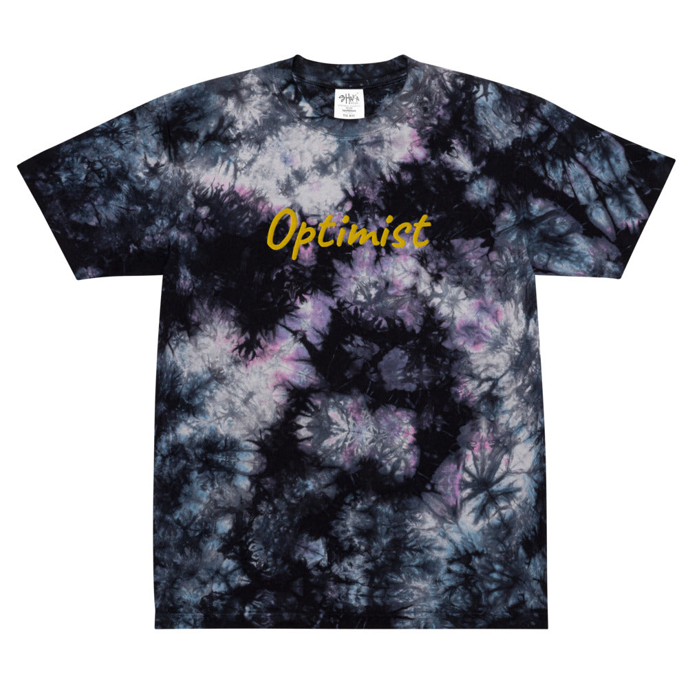 Optimist In Gold Embroidery on Unisex Tie-Dye T-Shirt