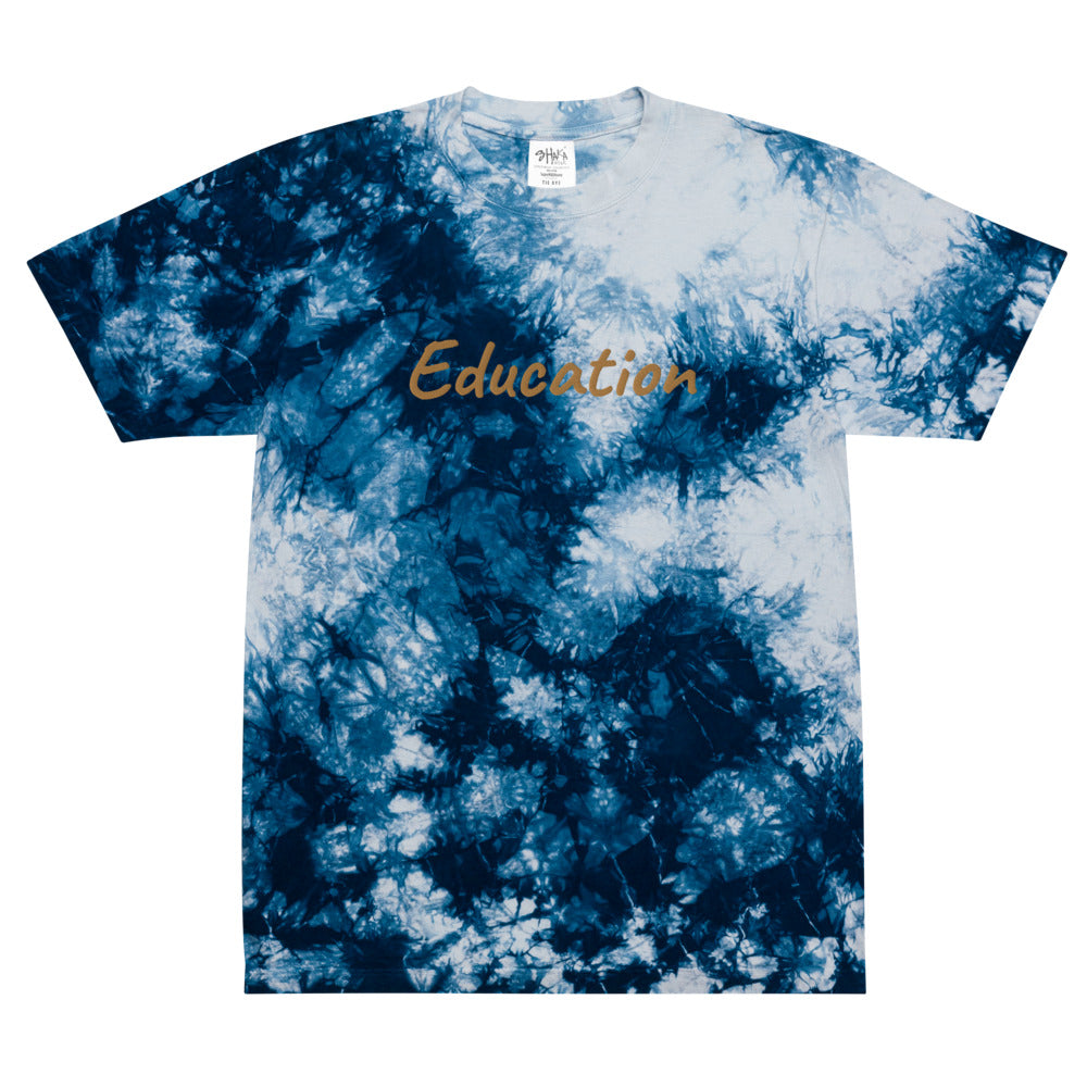 Education In Copper Embroidery on Unisex Tie-Dye T-Shirt