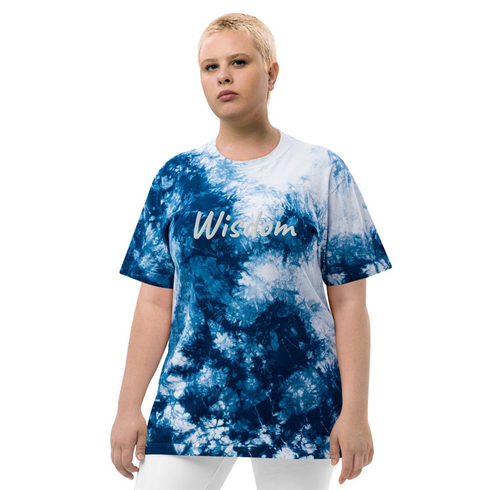 Wisdom In Marble Embroidery on Unisex Tie-Dye T-Shirt