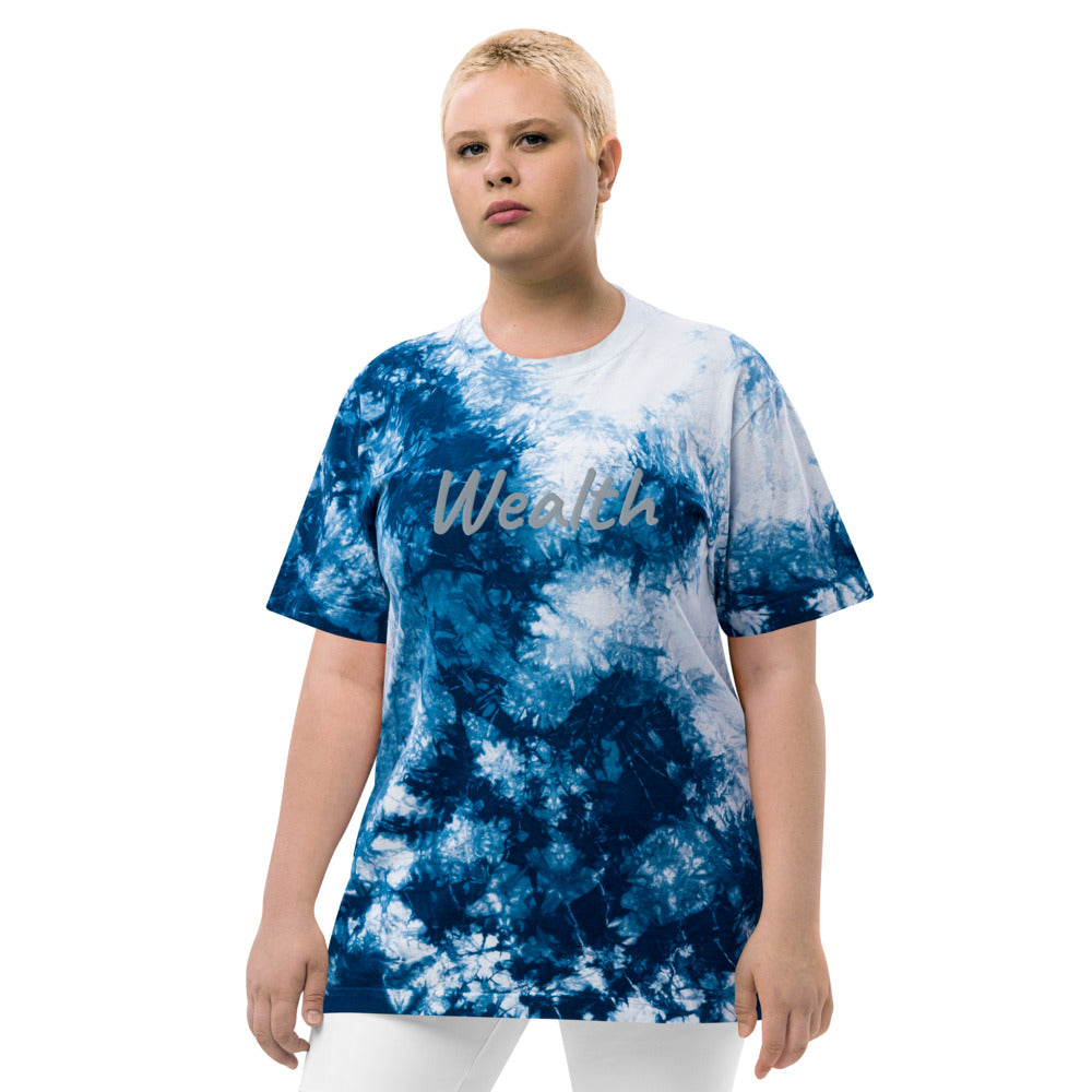 Wealth In Silver Embroidery on Unisex Tie-Dye T-Shirt