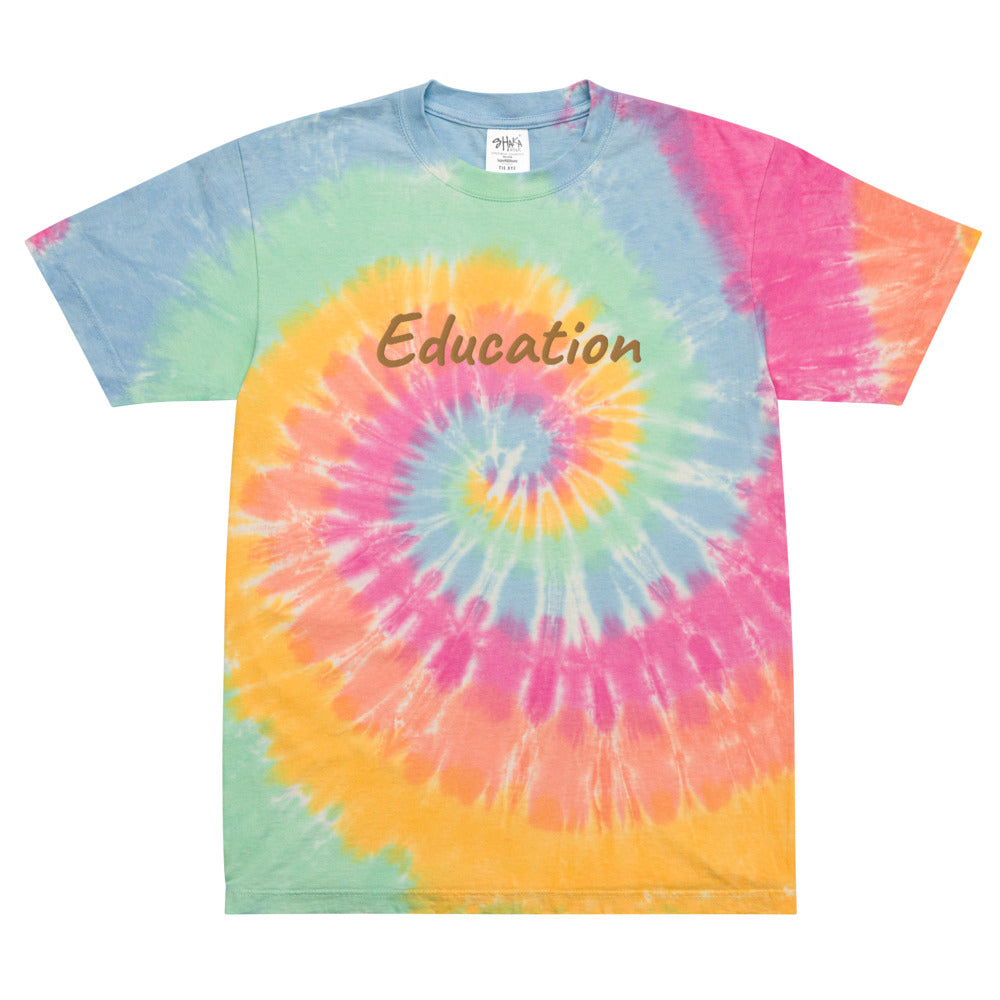 Education In Copper Embroidery on Unisex Tie-Dye T-Shirt