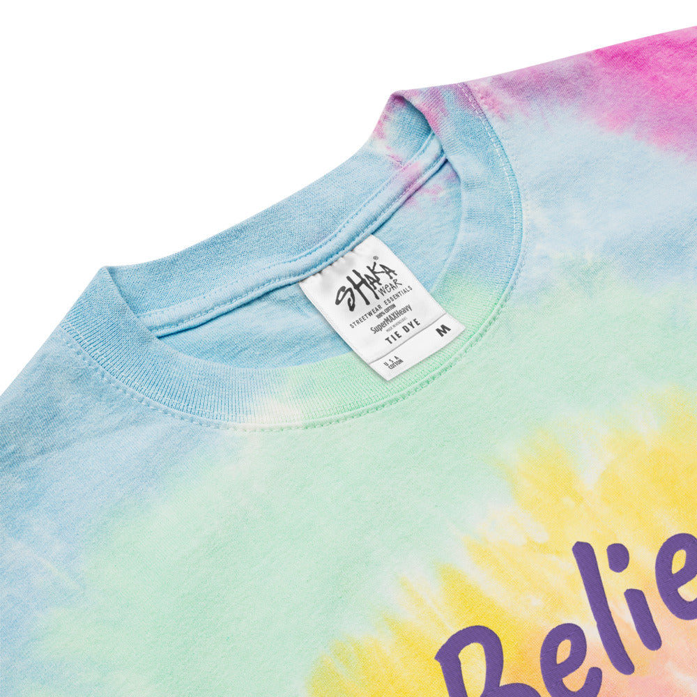 Believe In Amethyst Embroidery on Unisex Tie-Dye T-Shirt