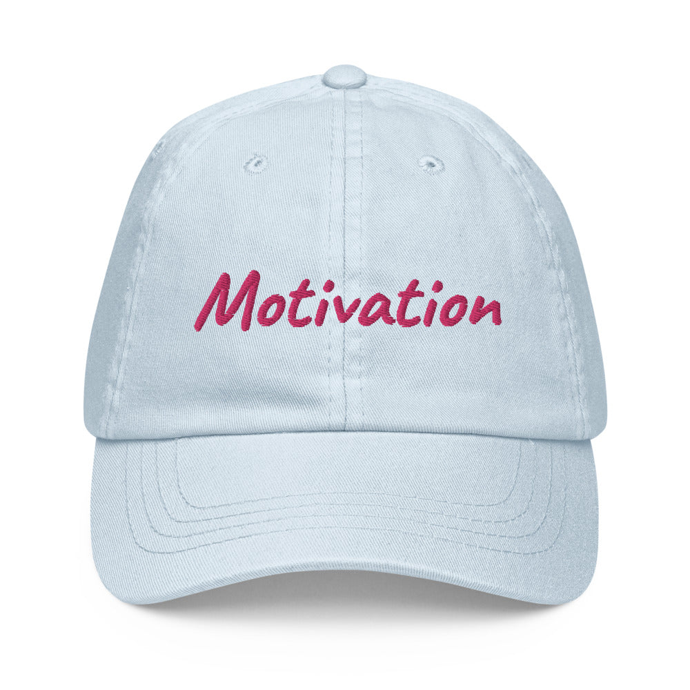 Motivation In Star Rose Quartz Embroidery on Pastel Baseball Cap