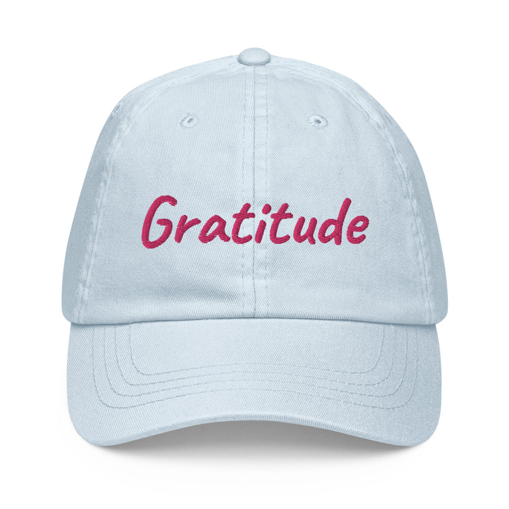 Gratitude In Star Rose Quartz Embroidery on Pastel Baseball Cap