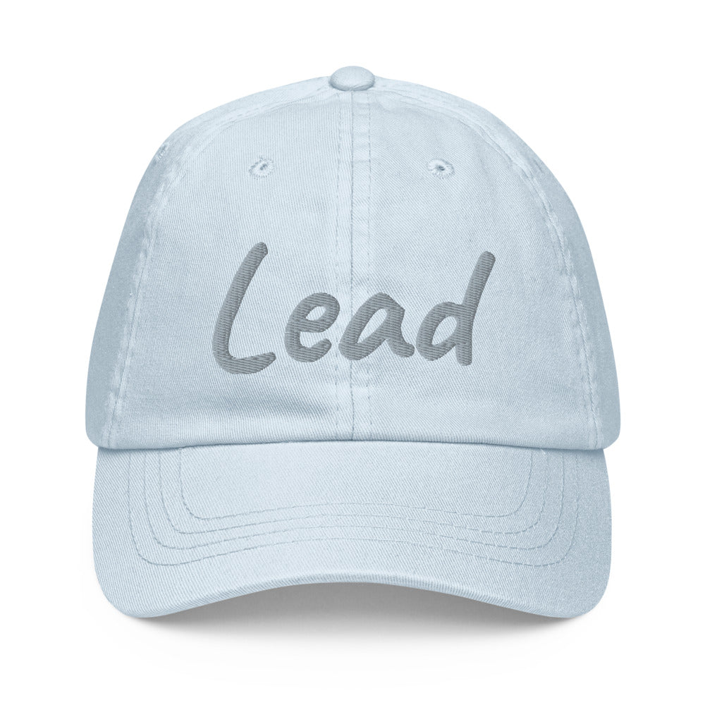 Lead In Silver Embroidery on Pastel Baseball Cap