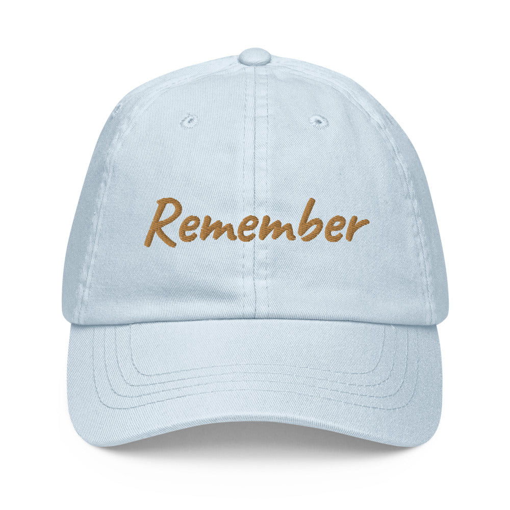 Remember In Celluloid Embroidery on Pastel Baseball Cap