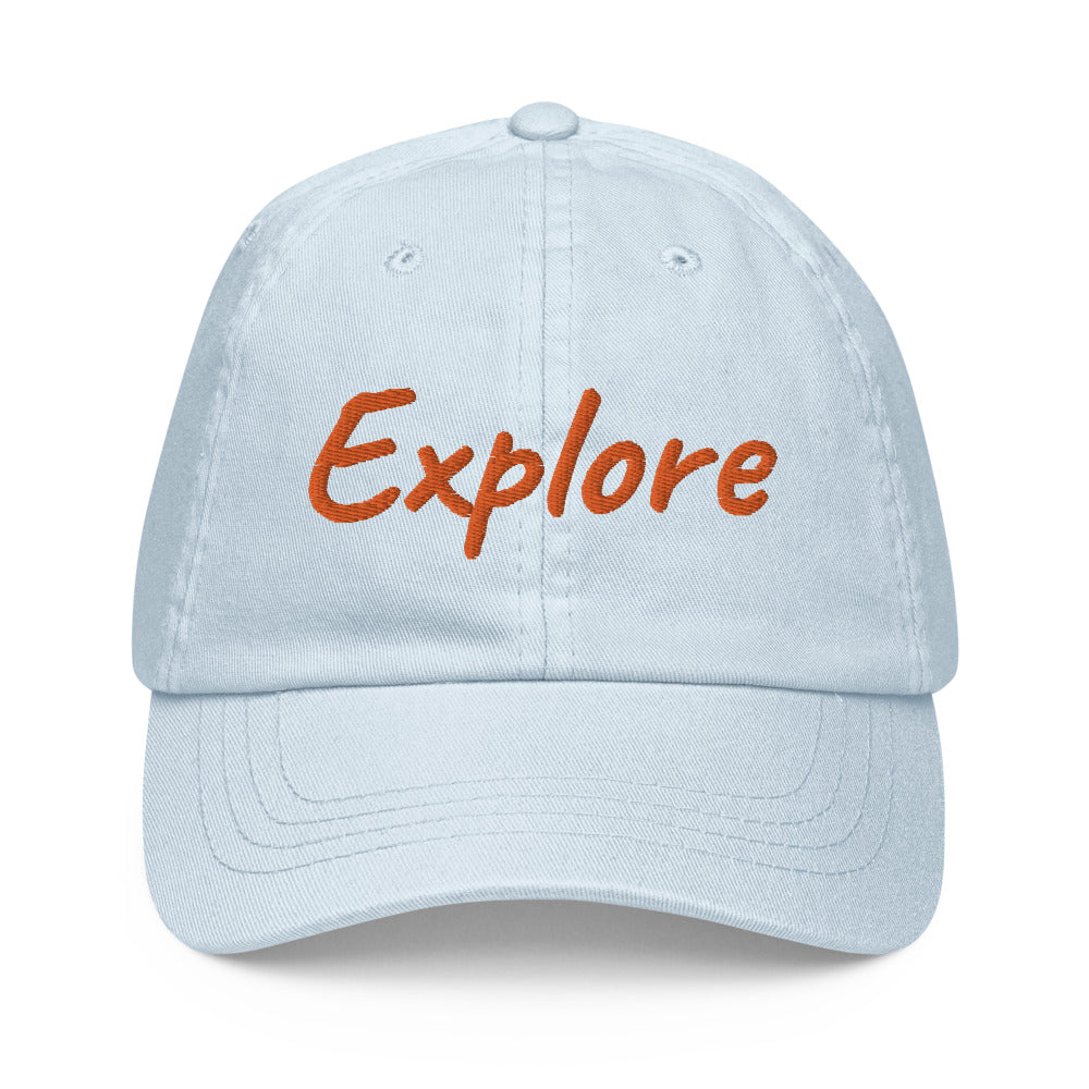 Explore In Amber Embroidery on Pastel Baseball Cap