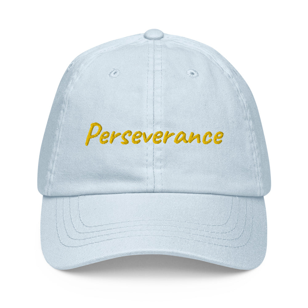 Perseverance In Gold Embroidery on Pastel Baseball Cap