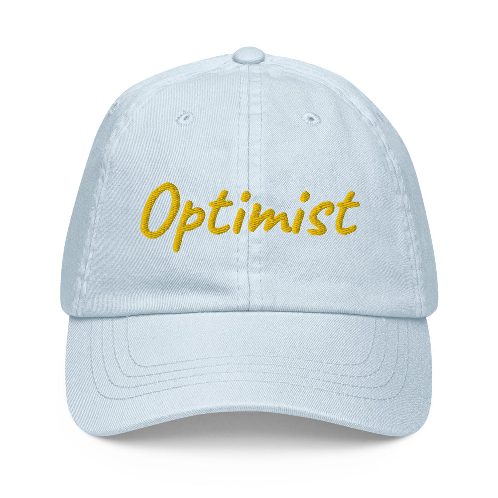 Optimist In Gold Embroidery on Pastel Baseball Cap