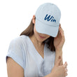 Win In Sapphire Embroidery on Pastel Baseball Cap