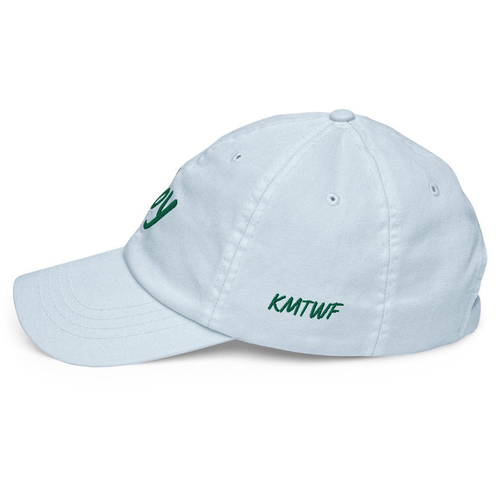 Joy In Emerald Embroidery on Pastel Baseball Cap