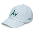 Joy In Emerald Embroidery on Pastel Baseball Cap