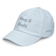 Money & Wealth In Silver Embroidery on Pastel Baseball Cap