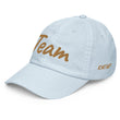 Team In Celluloid Embroidery on Pastel Baseball Cap