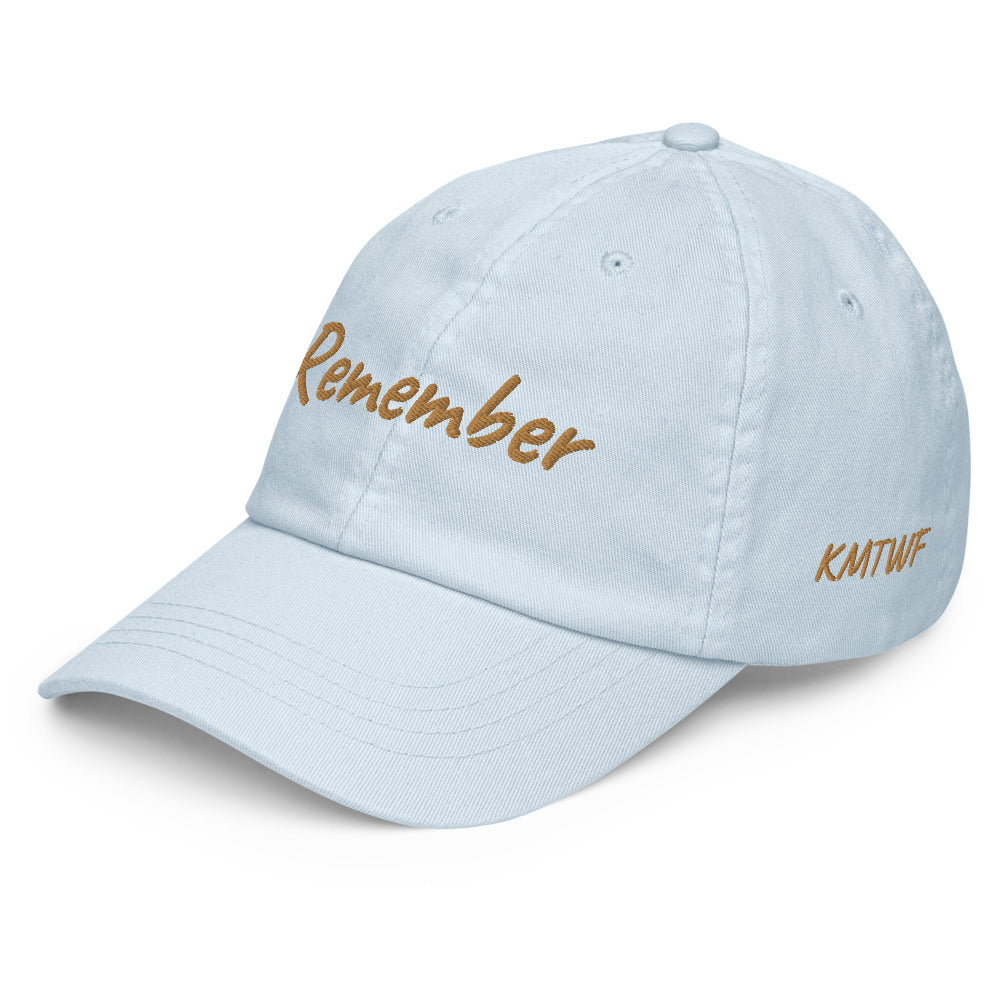 Remember In Celluloid Embroidery on Pastel Baseball Cap