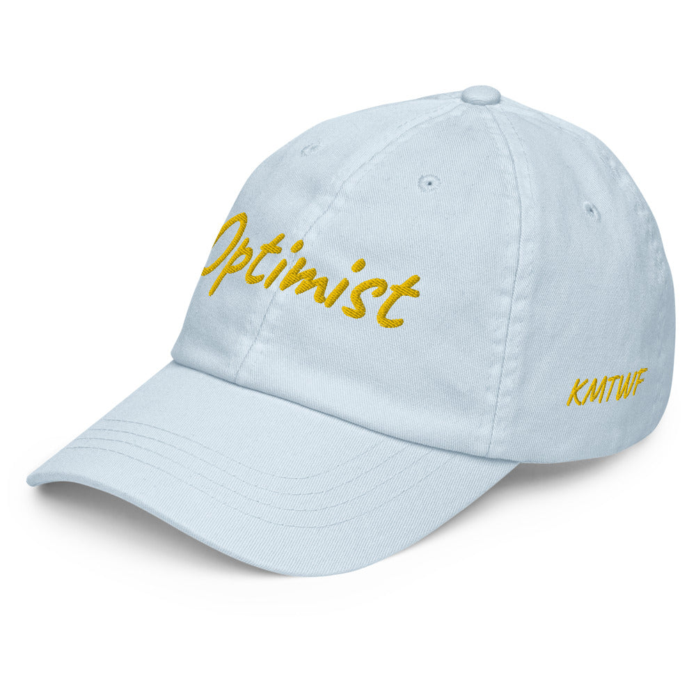 Optimist In Gold Embroidery on Pastel Baseball Cap