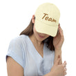 Team In Celluloid Embroidery on Pastel Baseball Cap