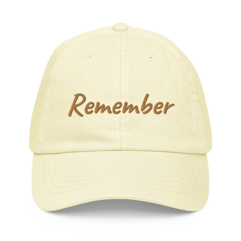 Remember In Celluloid Embroidery on Pastel Baseball Cap