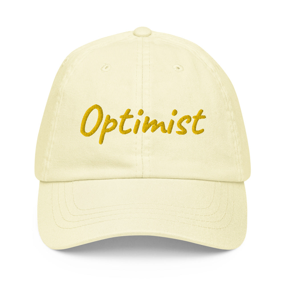 Optimist In Gold Embroidery on Pastel Baseball Cap